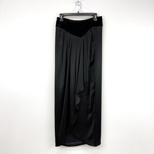 Cattiva By Maya Jornot Skirt Womens 8 Black VTG Velvet‎ Trim Wrap Witchy Formal